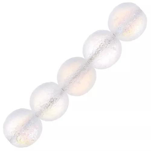 Cuentas redondas de vidrio reciclado checo de 7 mm - Etched Crystal AB x20