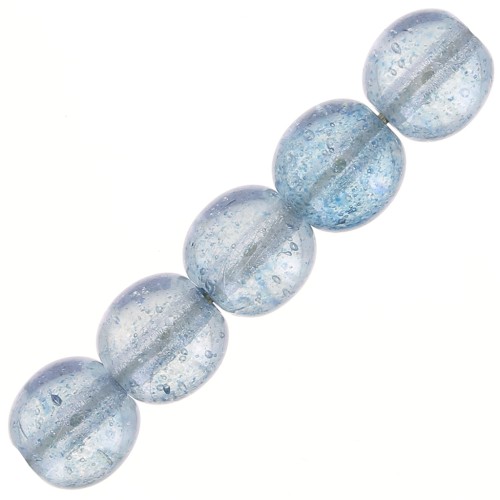Cuentas redondas de vidrio checo reciclado de 7 mm - Transparent Blue Luster x20