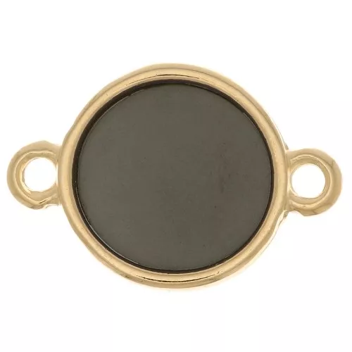 Inserto redondo de resina epoxi para vidrieras 11mm Oro fino - Negro x1