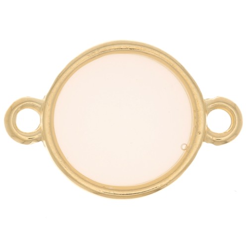 Inserto redondo de resina epoxi para vidrieras 17mm chapado en oro - Blanco Opalx1