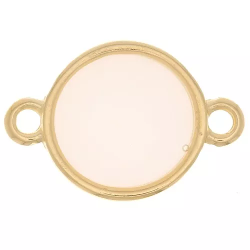 Inserto redondo de resina epoxi para vidrieras 17mm chapado en oro - Blanco Opalx1