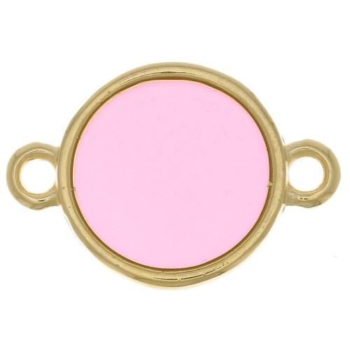 Espaciador redondo de resina epoxi 11mm oro fino - rosa x1