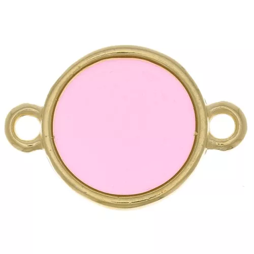 Espaciador redondo de resina epoxi 11mm oro fino - rosa x1