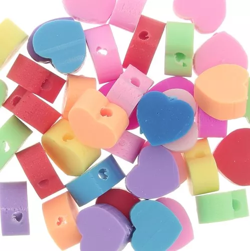 Surtido de cuentas de corazón de arcilla polimérica 10x9 mm Multicolor x 50