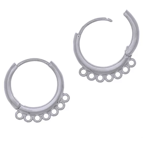 Dormeuses 7 anillos para decorar en latón 16 mm Rodio x2