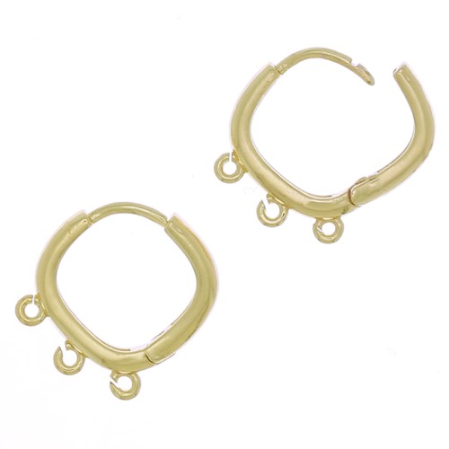 Traviesa de rombos de 3 anillos para decorar en latón 16 mm Dorado x2