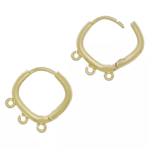 Traviesa de rombos de 3 anillos para decorar en latón 16 mm Dorado x2