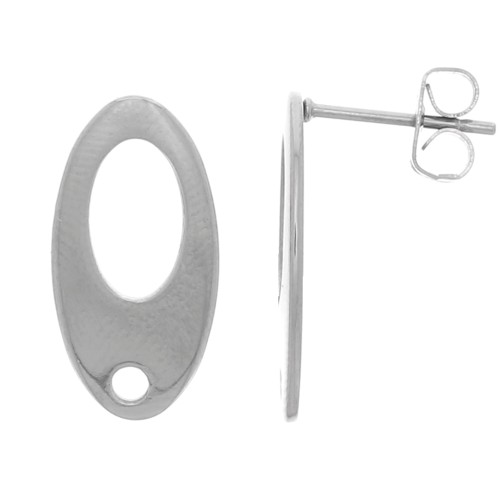 Pendientes ovalados ahuecados 19x10mm Acero inoxidable x2