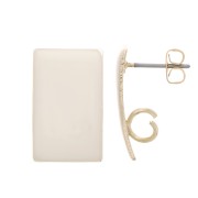 Pendientes de resina epoxi en forma de rectángulo de 13x20 mm en acero dorado - Marfil x2|raw }}