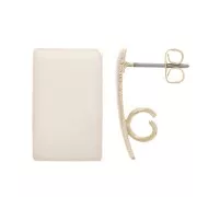 Pendientes de clavo rectangulares de 13 x 20 mm de resina epoxi - Acero dorado - Marfil x2
