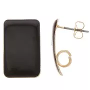 Pendientes de clavo rectangulares de 13 x 20 mm de resina epoxi - Acero dorado - Negro x2