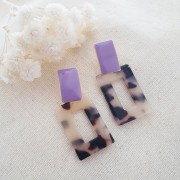 Pendientes de resina epoxi en forma de rectángulo de 13x20 mm en acero i - Vert x2