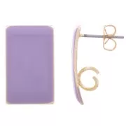 Pendientes de clavo rectangulares de 13 x 20 mm de resina epoxi - Acero dorado - Morado x2
