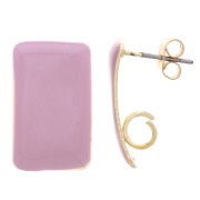 Pendientes de clavo rectangulares de 13 x 20 mm de resina epoxi - Acero dorado - Lila x2