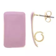 Pendientes de clavo rectangulares de 13 x 20 mm de resina epoxi - Acero dorado - Lila x2