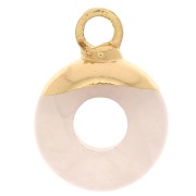 Breloque ronde forme donut 10 mm pierre gemme imitation Quartz rose - Doré x1|raw }}