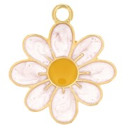 Colgante flor de margarita - resina epoxi 20 mm - Chapado en oro - Blanco x1|raw }}