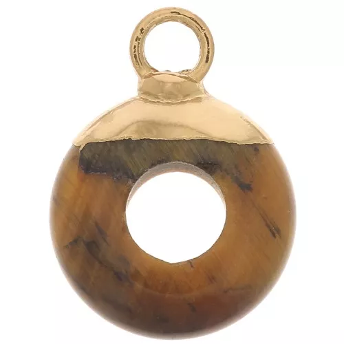 Dije donut redonda de 10 mm imitación de ojo de tigre - Oro x1