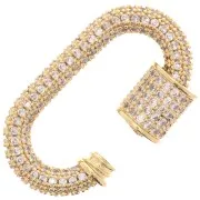 Cierre de rosca ovalado con óxido de zirconio 17x29 mm - Oro x1