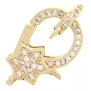 Cierre de mosquetón con motivo de estrella con óxido de zirconio 11x20 mm - Oro x1