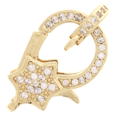 Cierre de mosquetón con motivo de estrella con óxido de zirconio 11x20 mm - Oro x1