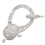 Cierre de langosta y etiqueta con  óxido de zirconio  14x25mm - Rodio|raw }}