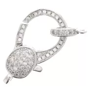 Cierre de langosta y etiqueta con  óxido de zirconio  14x25mm - Rodio