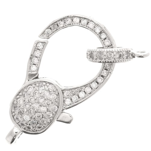 Cierre de langosta y etiqueta con  óxido de zirconio  14x25mm - Rodio