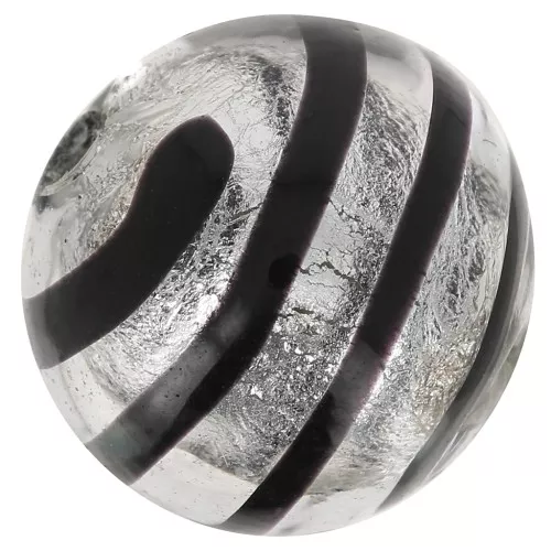 Redonda Murano 6 mm hoja de plata estriada Negro x1