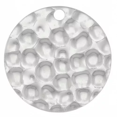 Lentejuela redonda martillada de 15 mm en plata 925 x1
