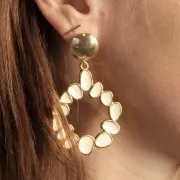 Pendientes de media bola de 16 mm - Chapado en orox2