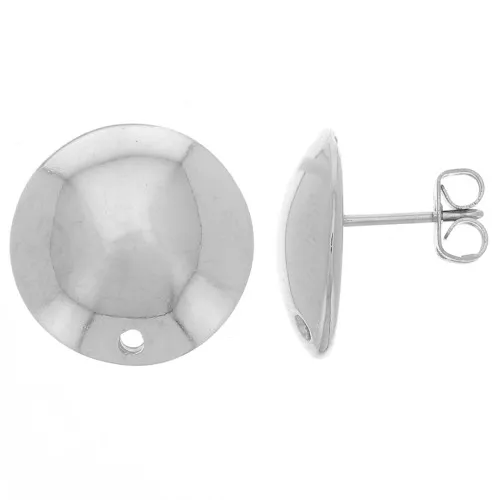 Pendientes de media bola 16 mm - Rodio x2