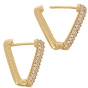 Traviesa de diseño con óxido de zirconio 18x16 mm - Oro - Cristal x2