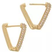 Traviesa de diseño con óxido de zirconio 18x16 mm - Oro - Cristal x2