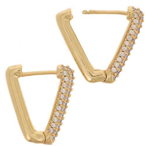 Traviesa de diseño con óxido de zirconio 18x16 mm - Oro - Cristal x2