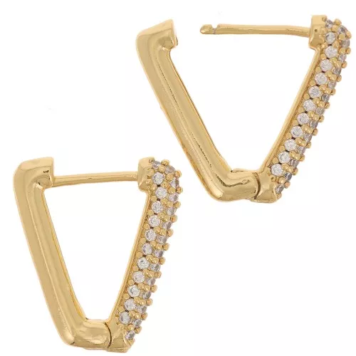 Traviesa de diseño con óxido de zirconio 18x16 mm - Oro - Cristal x2