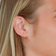 Pendientes de barra redonda con óxido de zirconio 22x2 mm - Oro - Cristal x2