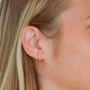 Pendientes de barra redonda con óxido de zirconio 22x2 mm - Oro - Cristal x2