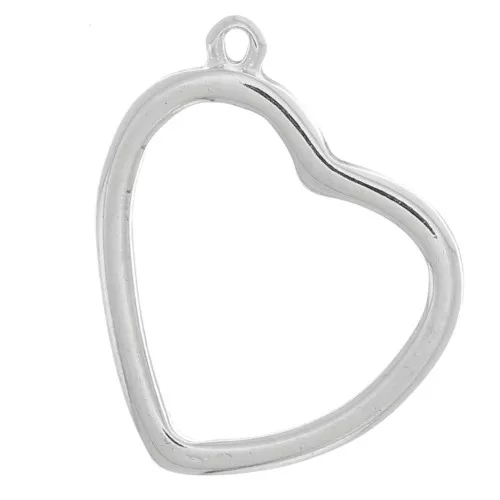 Colgante corazón para resina UV y bicomponente 28x32 mm - Rodiado x1