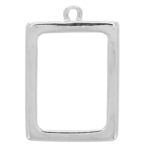 Colgante rectangular para resina UV y bicomponente 21x31 mm - Rodio x1
