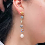 Tachuelas de flor 12x10 mm - con anillo cerrado - Chapado en oro x2