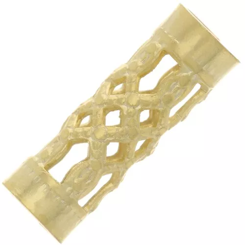 Tubos filigrana 12x4 mm  dorado con oro fino x6