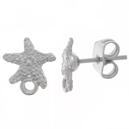 Tachuelas de estrella de mar 10x9 mm - con anillo cerrado - Rodiado x2