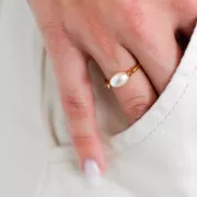 Anillo fino ajustable e intercambiable S.53 a S.55 - Dorado con oro fino x1