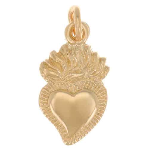 Charm de corazón mexicano ex-voto estriado 15x8 mm - 3 micras chapado en oro x1