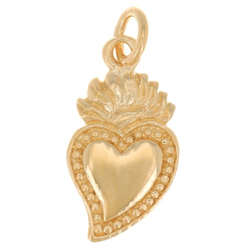 Charm de corazón mexicano Ex-voto - grigri 15x8 mm - 3 micras chapado en oro