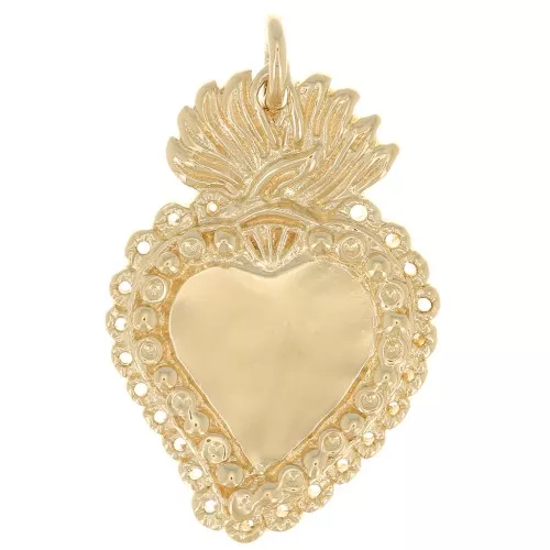 Ex-voto Colgante Corazón Mexicano 23x14 mm - 3 micras chapado en oro x1