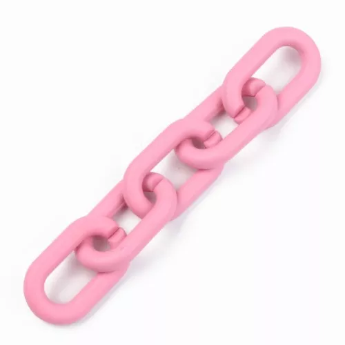 Eslabones Acrílicos Ovalados 27x16 mm - Rosa Opaco Mate x10