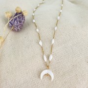 Cuenta de media luna de nácar 11x12,5 mm - Natural x1