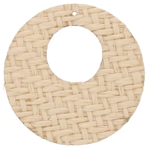 Colgante de rafia trenzada redonda y plana 40 mm - Beige x1